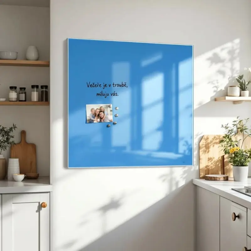 Modrá coelinová skleněná magnetická tabule domácí SMATAB